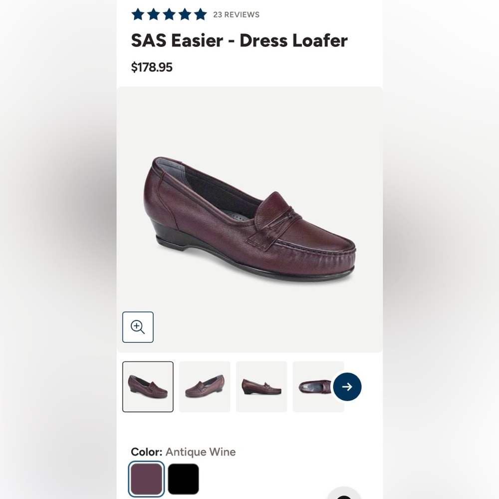 SAS Women’s Burgundy (Antique Wine) Leather Loafers / Size 7.5N / Brand NWOT - Picture 2 of 8